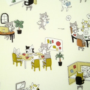 0.5 m Japan Printed Fabric - Office Kitty - 110 cm wide Kokka 100% cotton