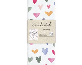 Cotton tea towel - From the heart - approx. 50 x 70 cm