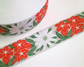 1 m Woven Ribbon "Rosenheim" 100 % cotton 45 mm w Dirndl Oktoberfest bavaria