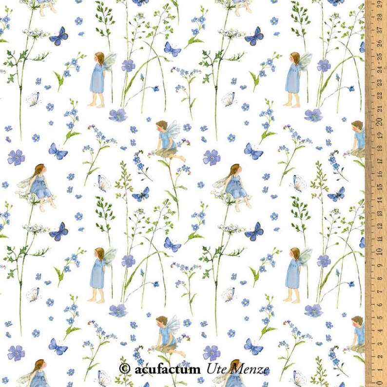 0,5 m Printed fabric Gardenelfs blue 150 cm w. image 2