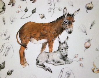 Tessuto stampato da 0,5 m - Donkey Love - circa 145 cm di larghezza. Sophia Drescher