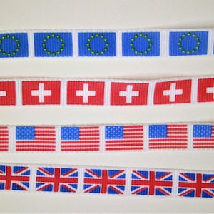 1 m bedrukt geweven lint "Vlag" 10 mm br.
