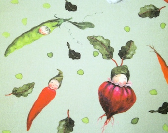 0.5 m Print Fabric Organic Cotton Fabric - Veggies - Kids - 150 cm wide Dollbelge Fabric / Daniela Drescher