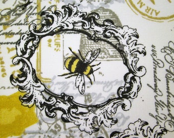 0,5 m printed cotton fabric "Bee Happy" bee mail 114 cm w.