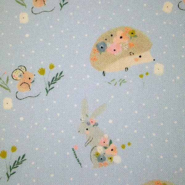 0.5 m digital print fabric - Capri - hedgehog, rabbit, mouse - 150 cm wide. Westphalia