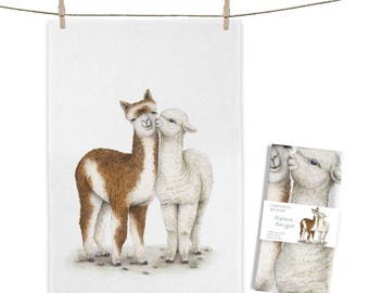 Cotton tea towel - Alpaca Amigos - approx. 50 x 70 cm
