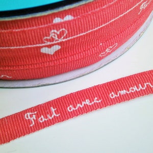 1 m bedrucktes Webband "Fait avec amour" 10 mm br.