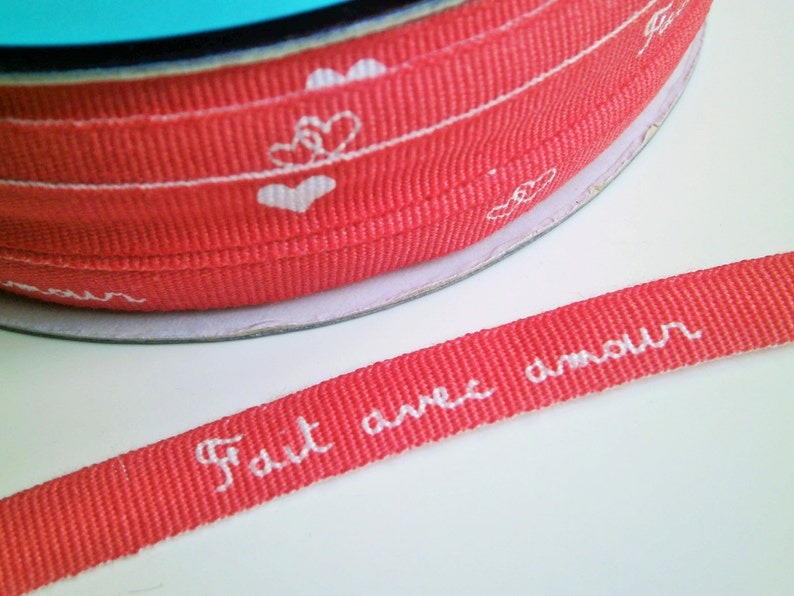 1 m Printed Ribbon Fait avec amour 10 mm w. image 1