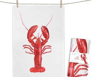 Cotton tea towel Red Lobster approx. 50 x 70 cm