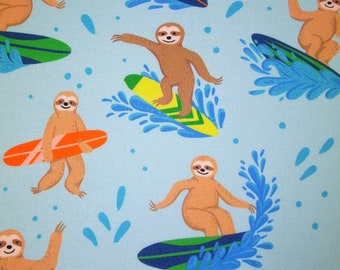 0,5 m Printed fabric "Fun In The Sun - Surfing Lazybones" 110 cm w. 100% cotton