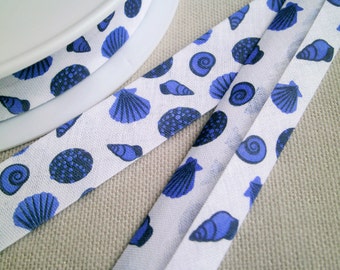 Nastro sbieco pre-piegato "By the Sea", largo 20 mm, 100% cotone, 1 m.