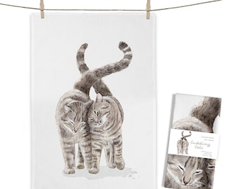Tea Towel  Cuddling Cats 50x70 cm 100% cotton
