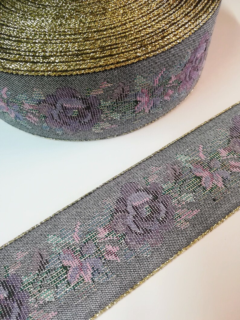1 m Woven Ribbon Brokat Rose 96 /% cotton 50 mm w Dirndl Oktoberfest bavaria