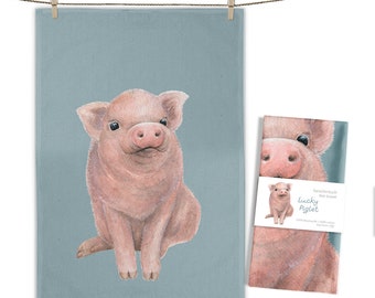 Printed fabric  Lucky Piglet  50x70 cm  tea towel