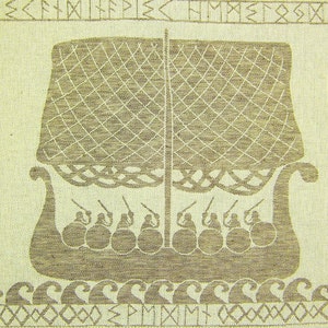 Woven Linen/Cotton Fabric &quot;Vikings&quot; about 45x70 cm tea towel