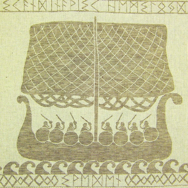 Woven Linen/Cotton Fabric "Vikings" about 45x70 cm tea towel