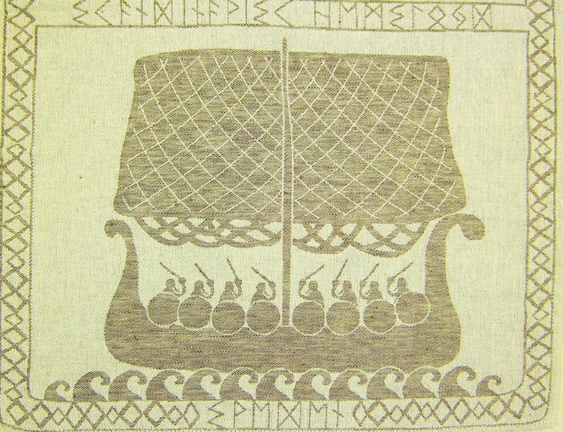 gewebtes Halbleinen-Tuch Wikinger ca. 45x70 cm Geschirrtuch Bild 1