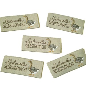 5 Woven label "homemade - Wild Goose" 45 x20 mm prefolded
