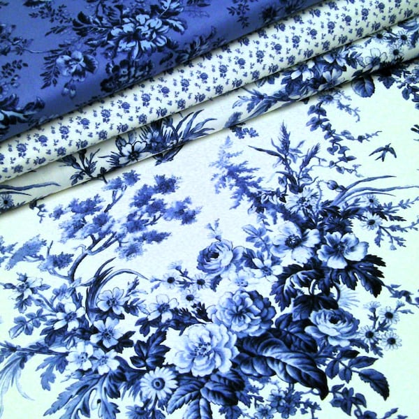 Tissu imprimé en coton de 0,5 m - Bleu Jasper - Largeur : 110 cm