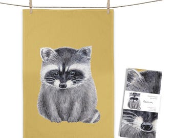 Cotton tea towel - Racoon - approx. 50 x 70 cm