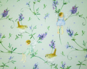 0,5 m Printed fabric "Lavender Elfs"  145 cm w.