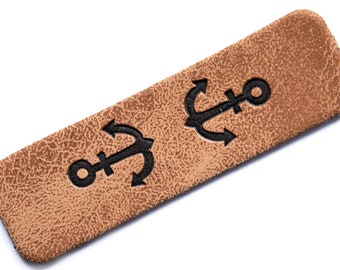 Faux leather fold label - anchor - approx. 15 x 50 mm