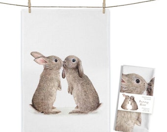 Cotton tea towel Bunny Bliss approx. 50 x 70 cm