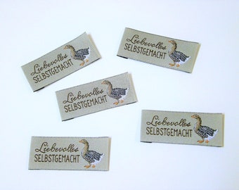 5 Woven label "homemade - Wild Goose" 45 x20 mm prefolded