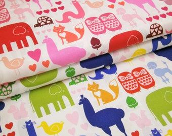 0,5 m Printed cotton fabric "I love animals" 115 cm br.