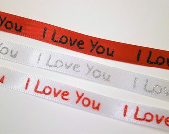 1 m Satin Ribbon "I love You" 10 mm
