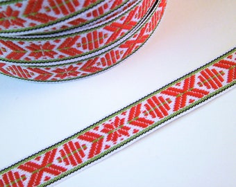 1 m Woven Ribbon " Malmö " new 15 mm w 100 % cotton Made in  Sweden