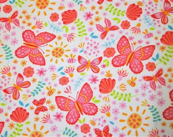0,5 m Printed cotton fabric "Sunshine Garden - Butterfly" 110 cm br.
