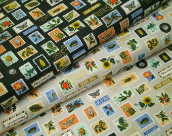 0.5 m cotton print fabric - stamp collection - approx. 110 cm wide