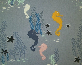 0,5 m Printed cotton fabric "Enchanted Voyage - Seehorse /Anchor" 114 cm w.