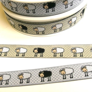 1 m de ruban tissé "Mouton" 16 mm br. gris beige