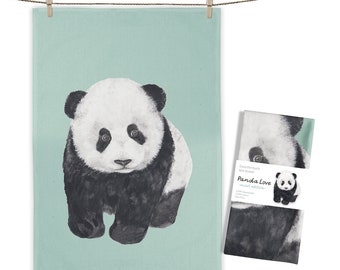 Printed fabric "Panda Love" 50x70 cm  tea towel