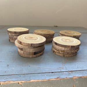 25 Round 2 1/4” Ash Bark On Slices | Wood Ornament Slices  | Wood Tag