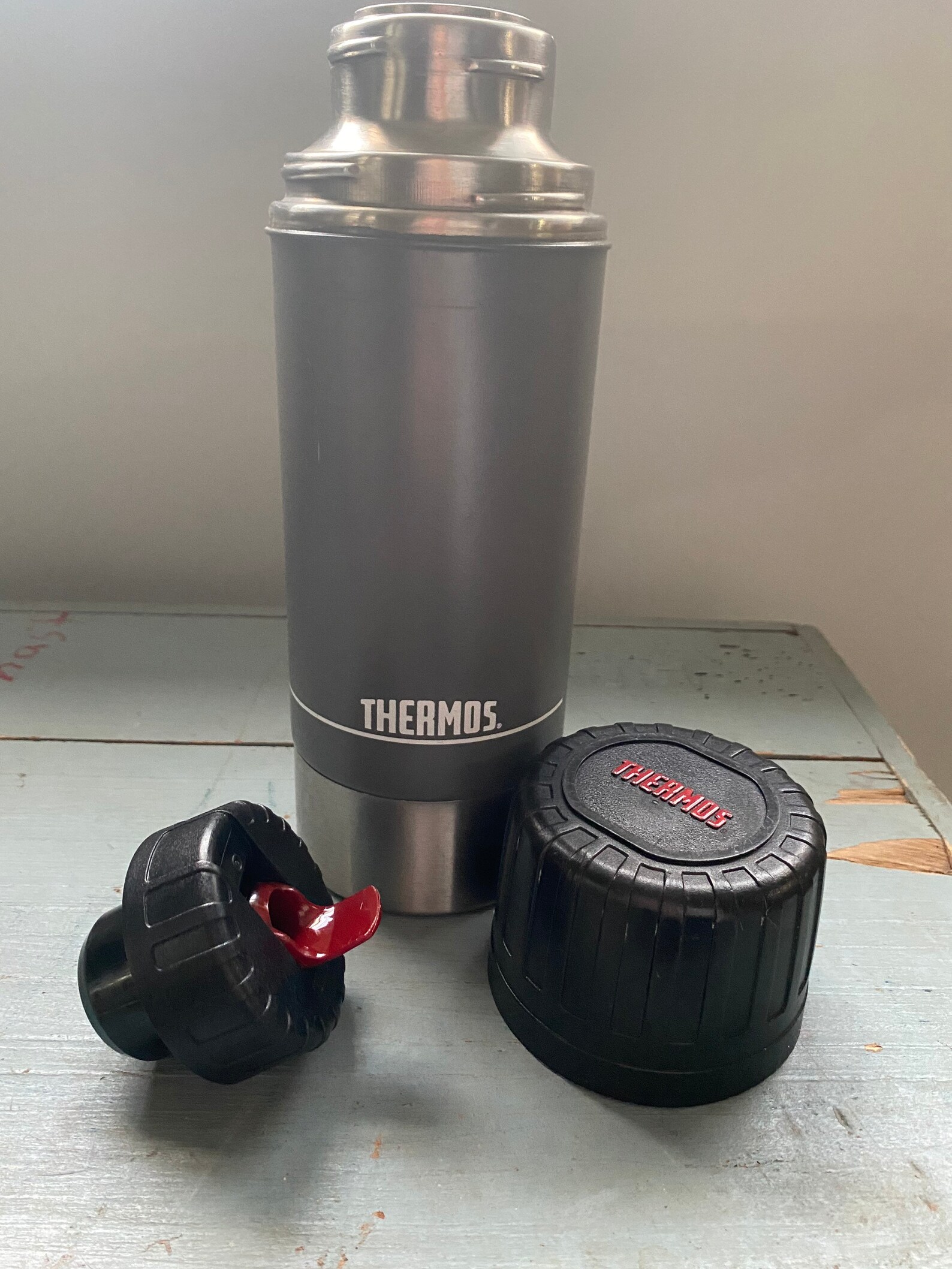 Vintage Grey Metal Thermos Vacuum Bottle Stopper No 781 1.03 Etsy