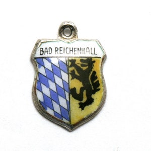 Bad Reichenhall Germany Coat of Arms Enamel Travel Shield 800 Silver Bracelet Charm