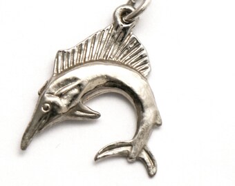 Sailfish Bracelet Charm Vintage Sterling Silver Aquatic Gamefish Pendant