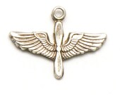 US Army Air Force Aviator Insignia Bracelet Charm Vintage 1940 s Sterling Silver Wings
