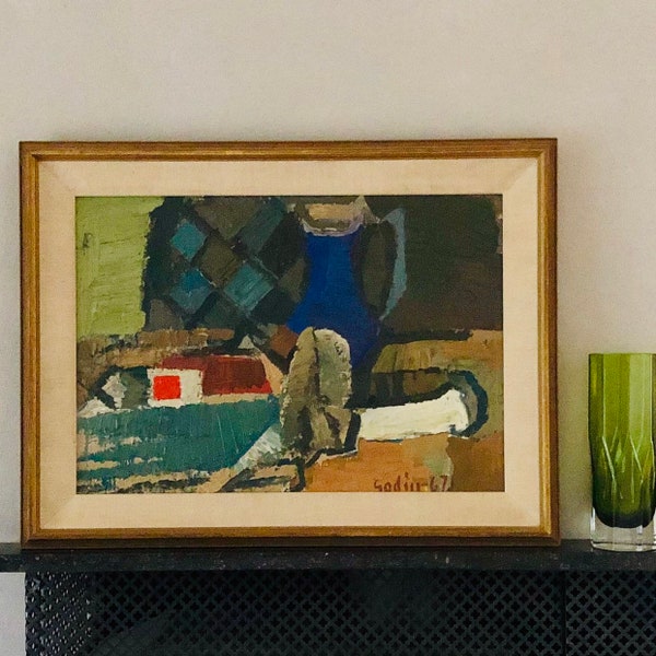 Mid Century Still Life Oil Painting from Sweden signed by Artist