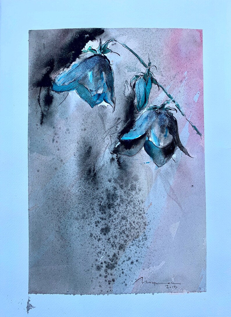 Original Abstract Watercolor Flower Original Etsy