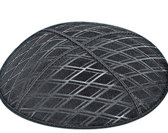 Set of 12 Blind Embossed Diamond Suede Kippah (Many Colors) Jewish Skull Cap for Wedding, Bar or Bat Mitzvah, Bris, with Personalization