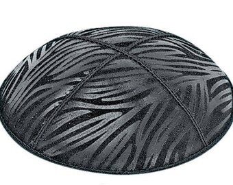 Set of 12 Blind Embossed Zebra Suede Kippah (Many Colors) Jewish Skull Cap 4 Wedding, Bar or Bat Mitzvah, Bris, with Personalization