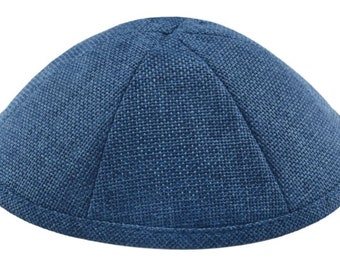 Set of 12 Burlap Kippahs: Personalized Jewish Skull Cap with Clips