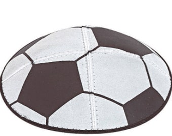 Set of 12 Soccer Sports Leather Kippah Jewish Skull Cap for Wedding, Bar or Bat Mitzvah, Bris, w/ Personalization