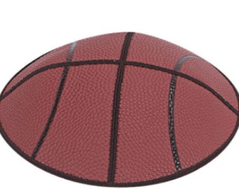 Set of 12 Basketball Sports Leather Kippah Jewish Skull Cap for Wedding, Bar or Bat Mitzvah, Bris, w/ Personalization