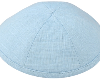 Set of 12 Linen Kippahs: Personalized Jewish Skull Cap with Clips