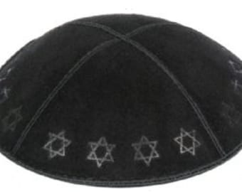 Set of 12 Blind Embossed Star of David Suede Kippah (Many Colors) Jewish Skull Cap 4 Wedding, Bar or Bat Mitzvah, Bris, with Personalization